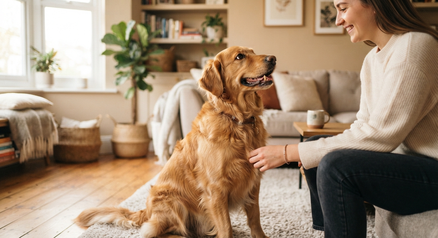 Happy well-trained dog