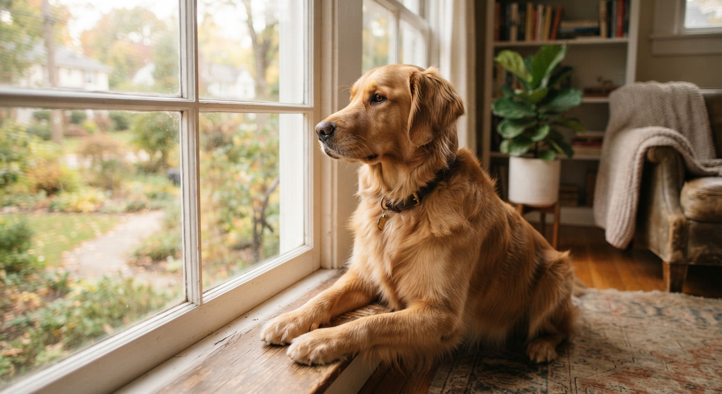 Dog barking at window